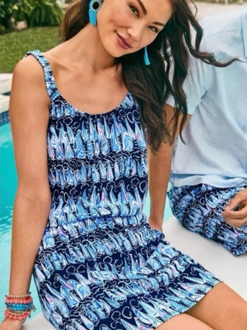Sailboat Loro Sleeveless Romper Dress in Sails & Stripes Size M